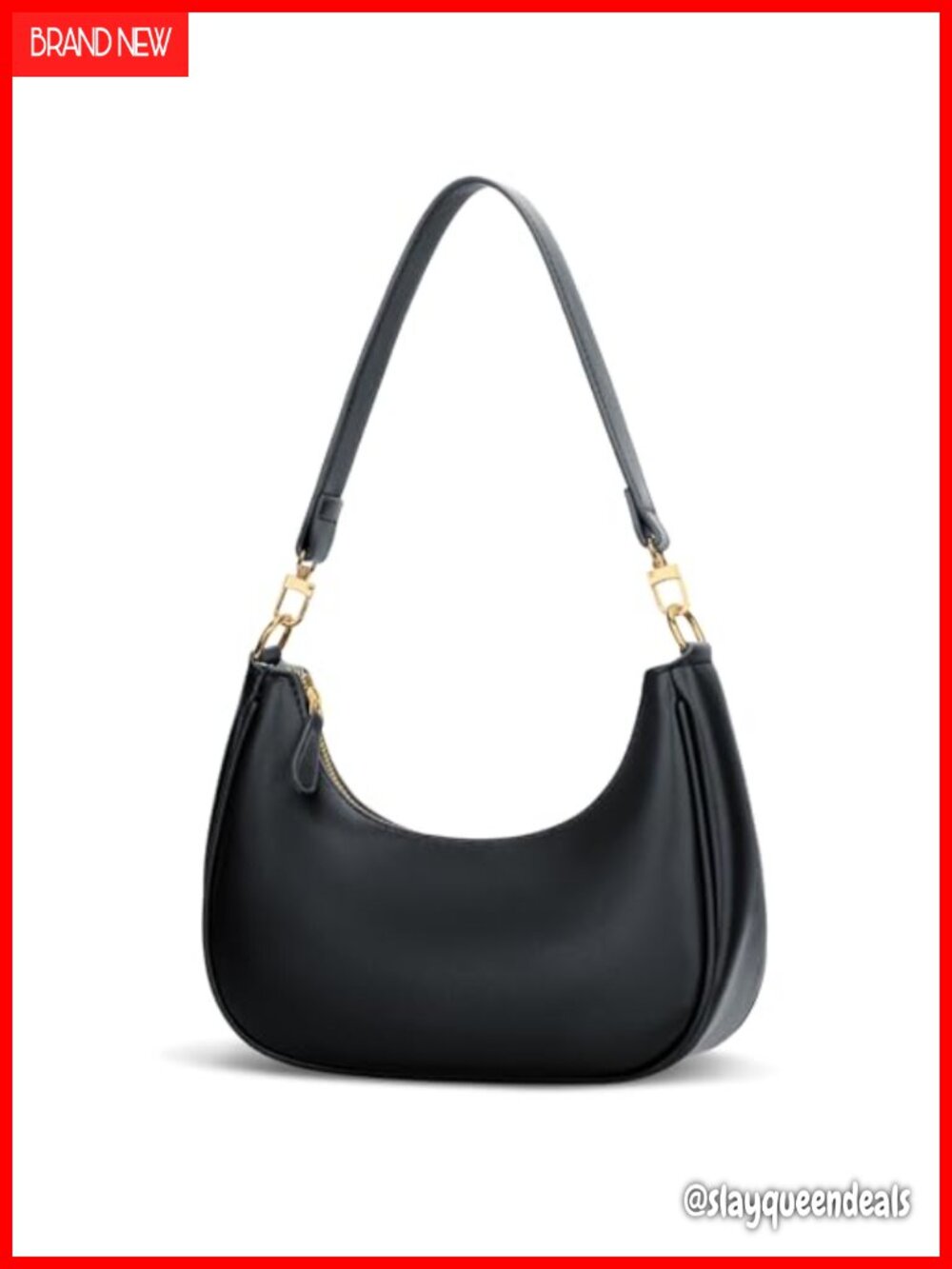 Small PU Leather Crescent Hobo Shoulder Bag with Detachable Chain